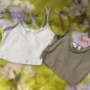 Aritzia/Sunday Best Set of Two Ribbed Tank Crop Tops